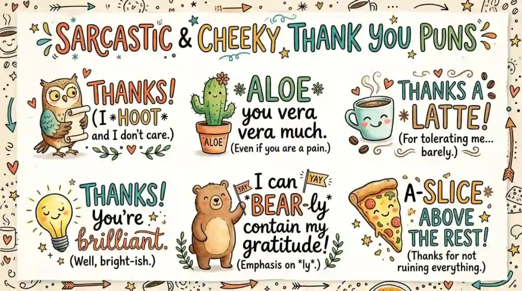 Sarcastic & Cheeky Thank You Puns