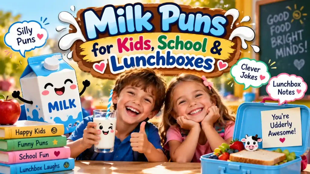 Milk Puns for Kids, School & Lunchboxes
