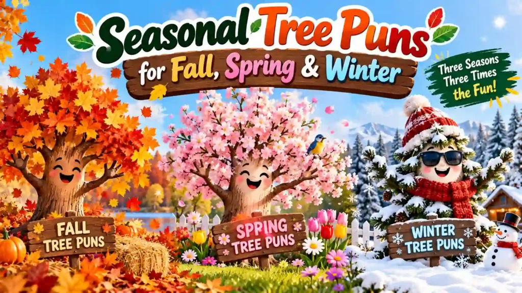 Seasonal Tree Puns for Fall, Spring & Winter